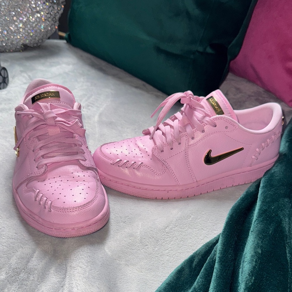 Air Jordan Women's Pink and Gold Sneakers